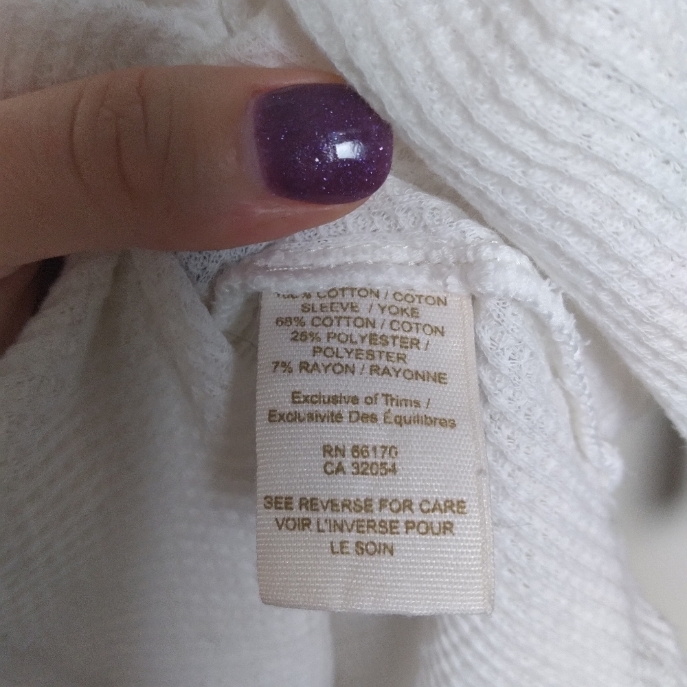Free People White and Light Brown Crochet Neutral Thermal Top Size Xs - Picture 10 of 11